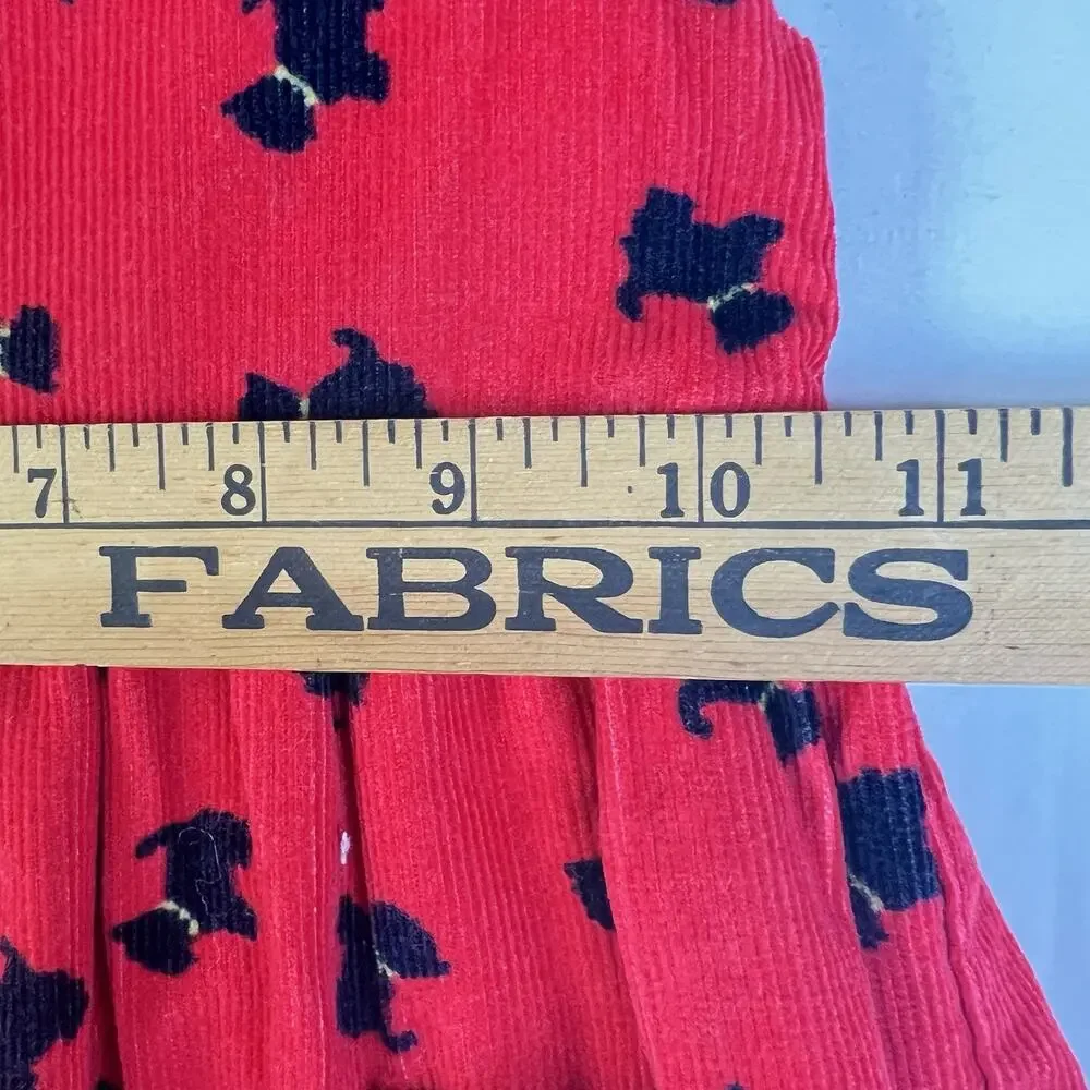 Vintage Kelly's Kids Corduroy Dress Girl's 2 Scottie Dogs Red Christmas USA